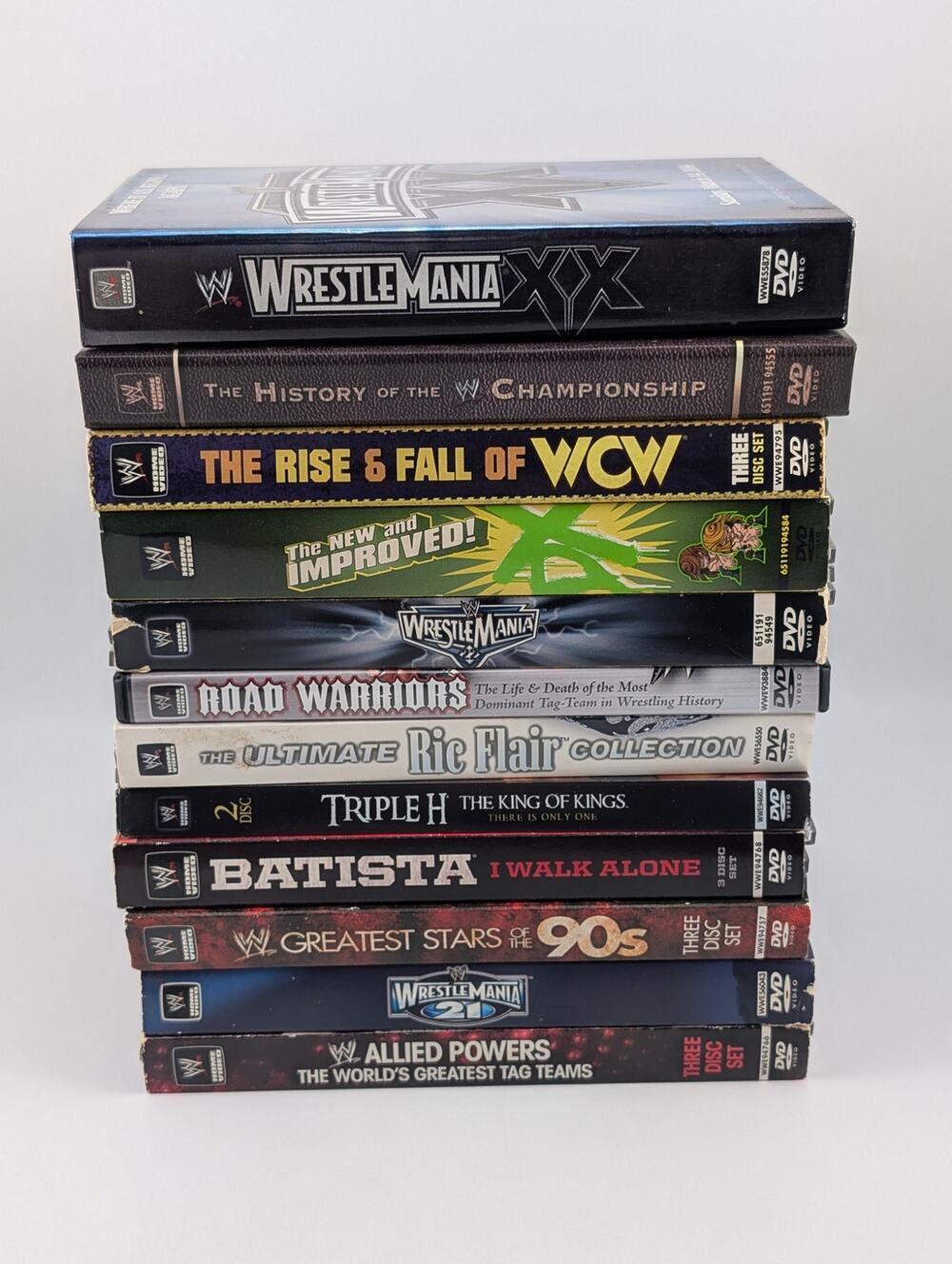 Lot Of 12 Wrestling DVDs - WWE WCW WrestleMania, Ric Flair, Triple H and MORE!